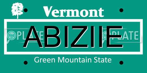 ABIZIIE Vermont License Plate