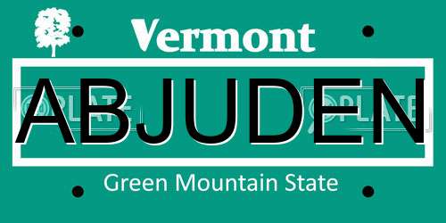 ABJUDEN Vermont License Plate