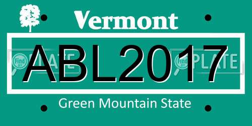 ABL2017 Vermont License Plate