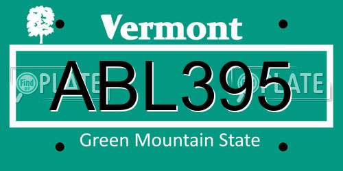 ABL395 Vermont License Plate