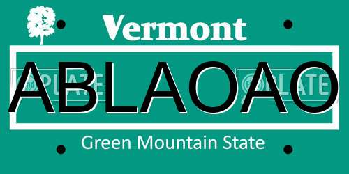 ABLAOAO Vermont License Plate