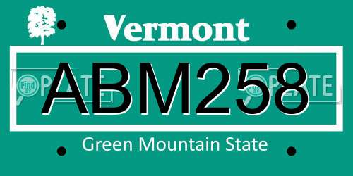 ABM258 Vermont License Plate