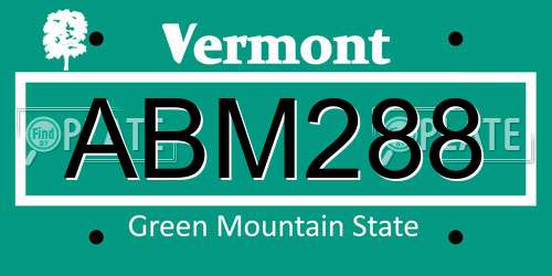 ABM288 Vermont License Plate