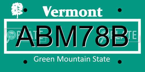ABM78B Vermont License Plate