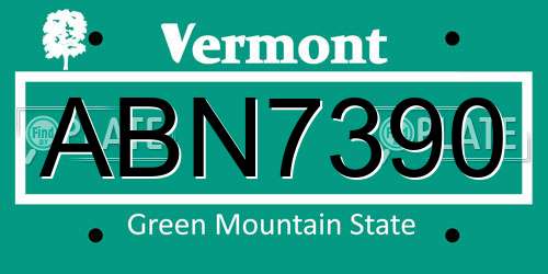 ABN7390 Vermont License Plate