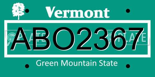 ABO2367 Vermont License Plate