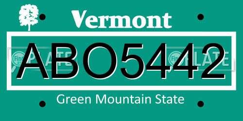 ABO5442 Vermont License Plate