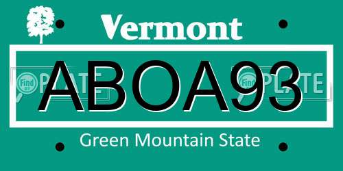 ABOA93 Vermont License Plate