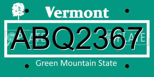 ABQ2367 Vermont License Plate