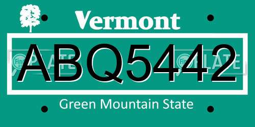 ABQ5442 Vermont License Plate