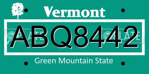 ABQ8442 Vermont License Plate