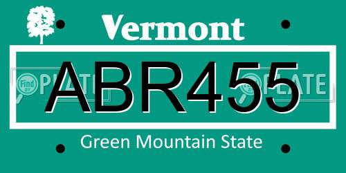 ABR455 Vermont License Plate
