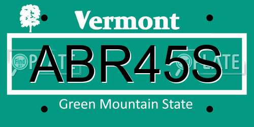 ABR45S Vermont License Plate