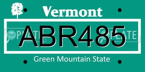 ABR485 Vermont License Plate