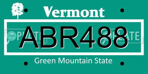 ABR488 Vermont License Plate