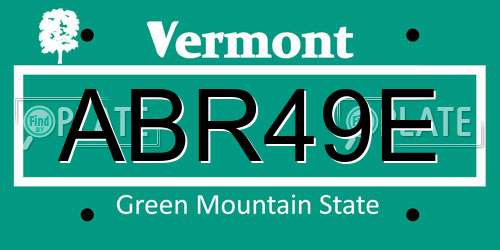 ABR49E Vermont License Plate