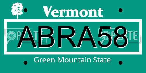 ABRA58 Vermont License Plate