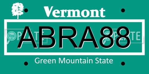 ABRA88 Vermont License Plate