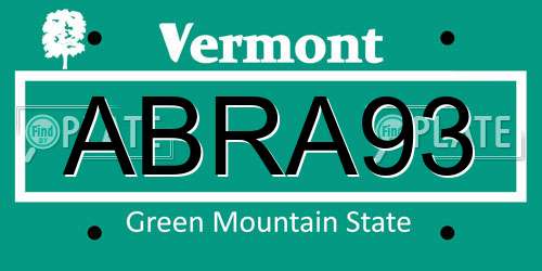 ABRA93 Vermont License Plate