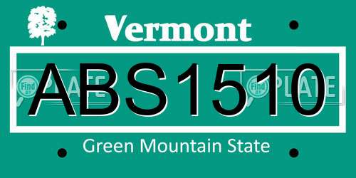 ABS1510 Vermont License Plate