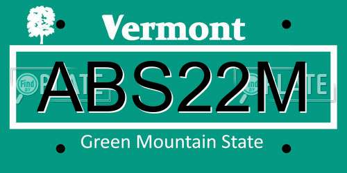 ABS22M Vermont License Plate