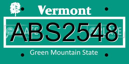 ABS2548 Vermont License Plate