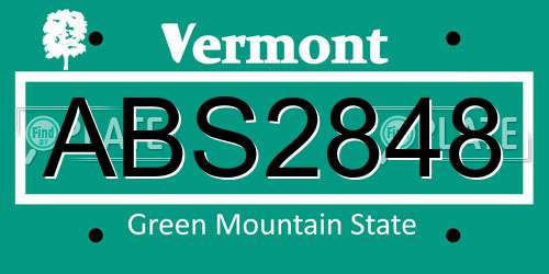 ABS2848 Vermont License Plate