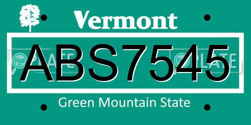 ABS7545 Vermont License Plate