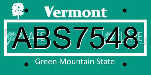 ABS7548 Vermont License Plate