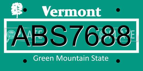 ABS7688 Vermont License Plate