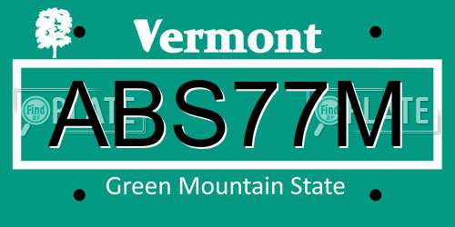 ABS77M Vermont License Plate