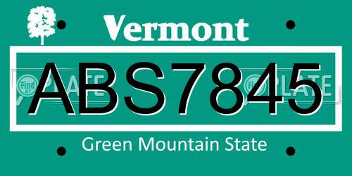 ABS7845 Vermont License Plate