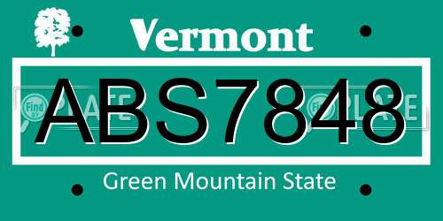 ABS7848 Vermont License Plate