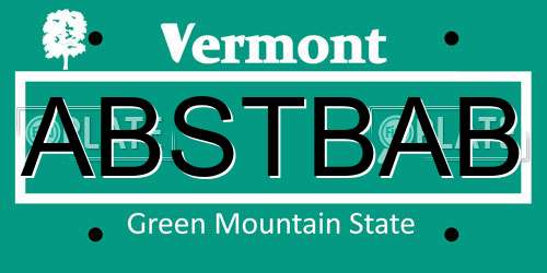 ABSTBAB Vermont License Plate