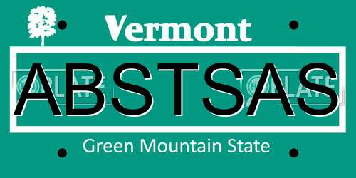 ABSTSAS Vermont License Plate