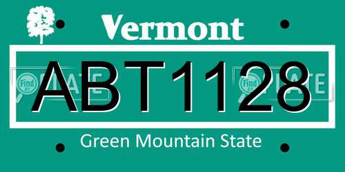 ABT1128 Vermont License Plate