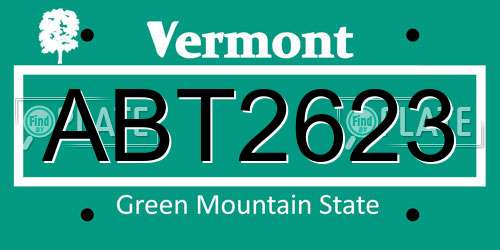 ABT2623 Vermont License Plate