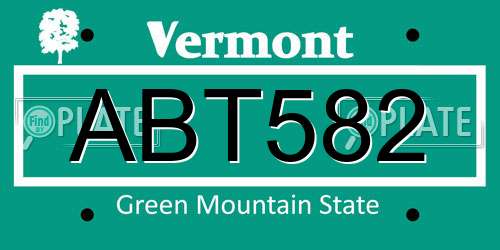 ABT582 Vermont License Plate