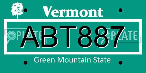 ABT887 Vermont License Plate