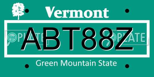 ABT88Z Vermont License Plate