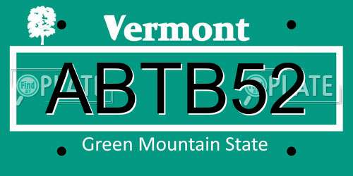 ABTB52 Vermont License Plate