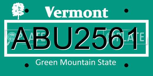 ABU2561 Vermont License Plate
