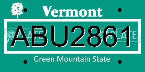 ABU2861 Vermont License Plate