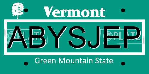 ABYSJEP Vermont License Plate
