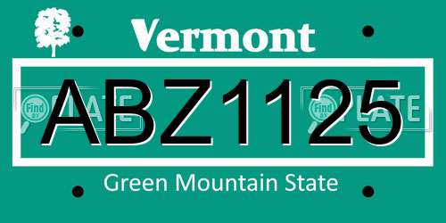 ABZ1125 Vermont License Plate