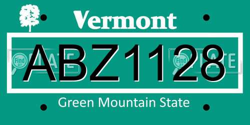 ABZ1128 Vermont License Plate