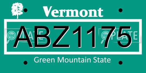 ABZ1175 Vermont License Plate