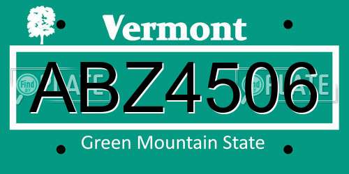 ABZ4506 Vermont License Plate