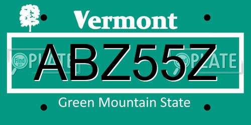 ABZ55Z Vermont License Plate