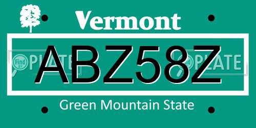 ABZ58Z Vermont License Plate